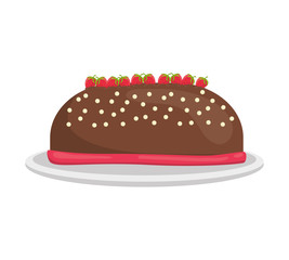 Dessert and celebration concept represented by sweet cake with cherrys icon. isolated and flat illustration 