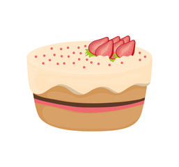 Dessert and celebration concept represented by sweet cake with strawberrys icon. isolated and flat illustration 