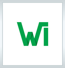 WI Two letter composition for initial, logo or signature.