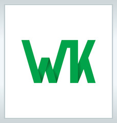 WK Two letter composition for initial, logo or signature.