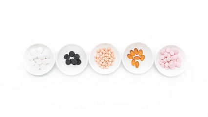 Colorful capsules and pills