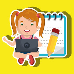 Children using laptop at school design, vector illustration eps10 graphic 