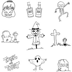 Flat Halloween character doodle vector
