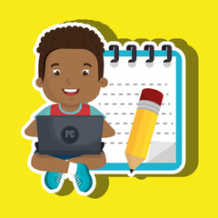 Children using laptop at school design, vector illustration eps10 graphic 