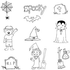 Halloween flat doodle vector art