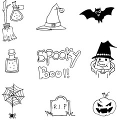 Halloween hand draw doodle vector