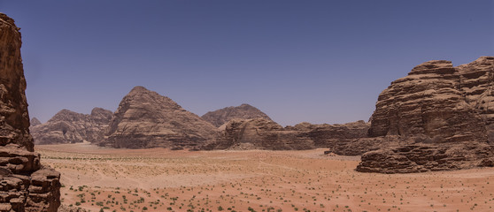 Nature, desert and rocks of Wadi Rum (Valley of the Moon), Jordan