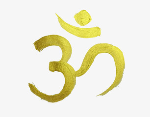 golden om symbol in hindu religion - 114487746