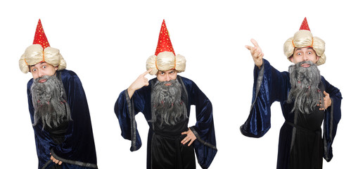 Funny wise wizard isolated on the white