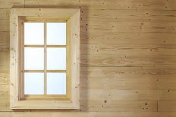 Obraz premium wooden room with a window overlook the lighting for copy space,vintage style wooden room with a windows
