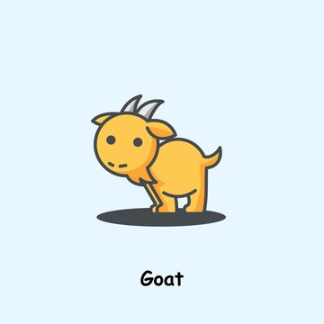 Goat, cute vector animal