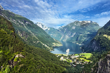 Geiranger fjord, Norway. Mountain sea view