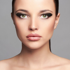 Beautiful Girl Face.Makeup.Woman with healthy clean skin