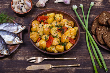 Ragout of vegetables in plate