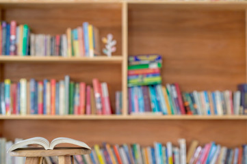 book on chair in the library