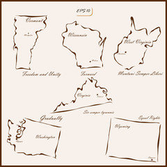 Set of a vector Illustration shows a states of America isolated on background