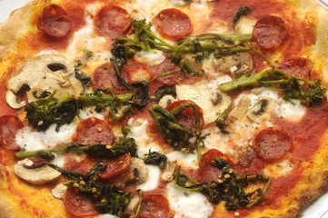 Pizza ai funghi y Brassica rapa sylvestris Stängelkohl cime di rapa