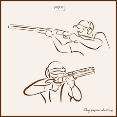 Set of a vector Illustration shows a kind of sport. Clay pigeon shooting