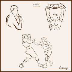 Set of a vector Illustration shows a Boxer strike. Boxing