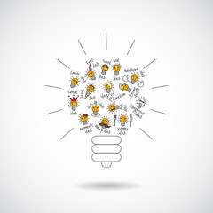 Color bulb creative symbol of ideas object isolate.