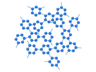 blue molecule structure on white background