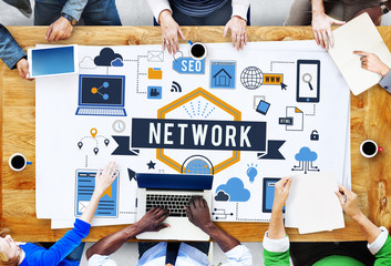Online Network Internet Connection Digital Concept - obrazy, fototapety, plakaty