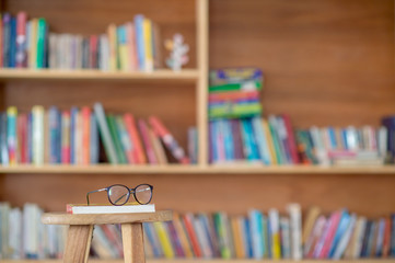 book on chair in the library