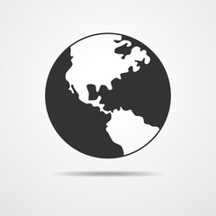 Black Globe Earth Icon - vector illustration.