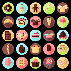 sweets flat icon set