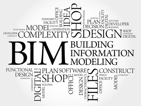 BIM - building information modeling word cloud, business concept