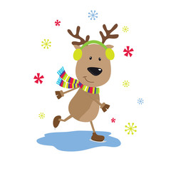 Christmas card with cute reindeer design