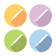 Ink Classic Pen Tool Flat Icons Set