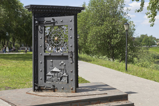 Art Object "Door in ..." on the waterfront in the city of Vologda, Russia