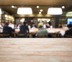 Table top with Blurred People meeting Office interior