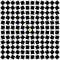 abstract background from black squares with yellow dot in center