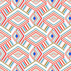 Multicolored geometric seamless rhombic pattern