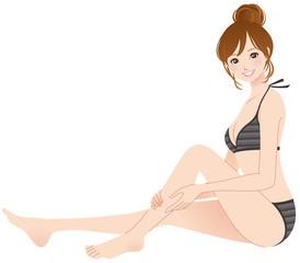 若い女性　美容　水着