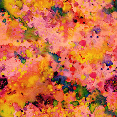 Vibrant seamless pattern; abstract grunge background texture with splashes of paint