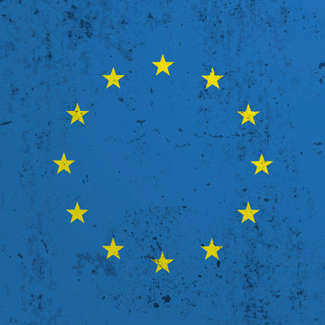 EU Fahne auf einer Betonwand