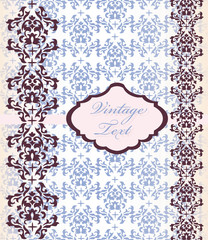 Vintage card with damask ornament pattern. Vector