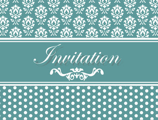 Invitation card or postcard with damask ornaments. Place for text. Vector