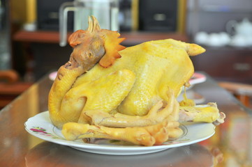 Nha Trang, Vietnam - February 4, 2016: Boiled chicken for worshiping in the lunar new year in Vietnam