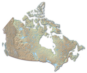 Relief map of Canada - 3D-Illustration