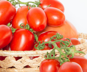 Bunch of tomatoes in a basket 