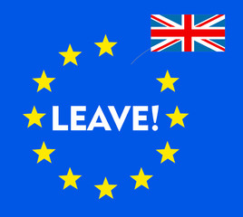 UK Flag Separates from European Union Flag with Message 