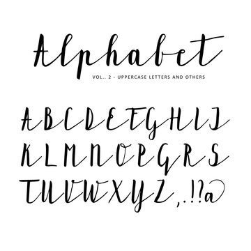 Hand drawn vector alphabet, font, isolated letters written with marker or ink