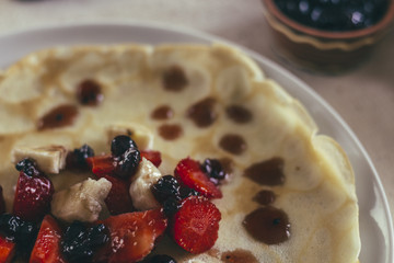 Pancake with berry jam & fruits