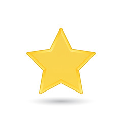 Golden Star With Reflection On White Background. Vector Illustration