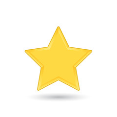 Golden Star With Reflection On White Background. Vector Illustration