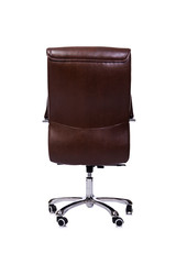 Brown leather office chair isolated on white